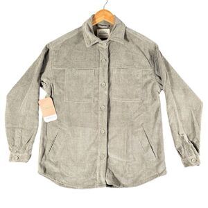 Ashley By 26 International Sz M Womens Corduroy Beige Striped Jacket Olive NWT